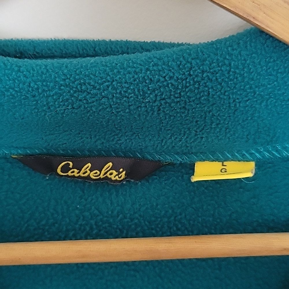 Cabela's Teal Zip-Up Fleece Jacket Outdoorsy Gorpcore Size L - Picture 2 of 3